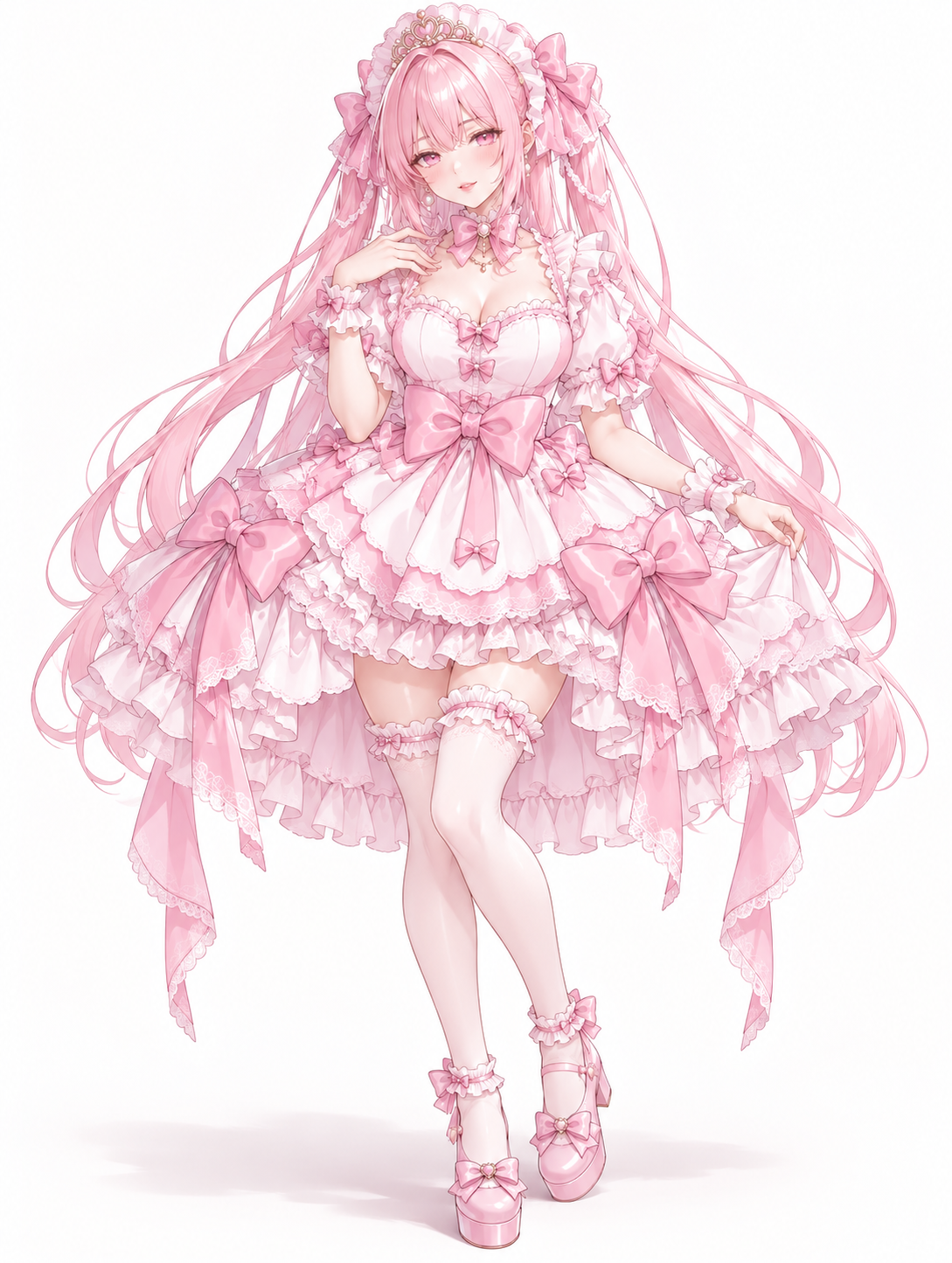 ハートティアラの桃色姫ロリータの着用例