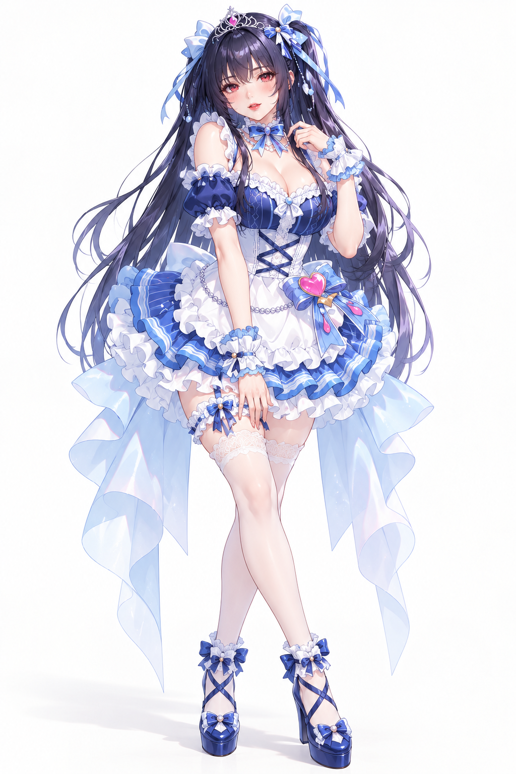 ロイヤルブルーの姫ロリータの着用例