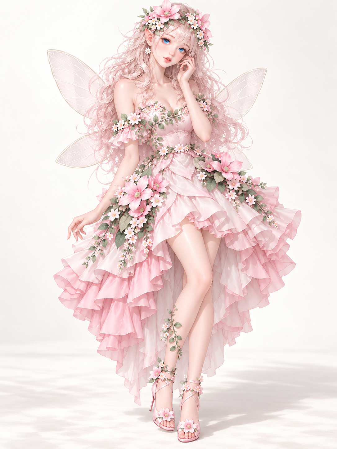桃花のフェアリードレスの着用例